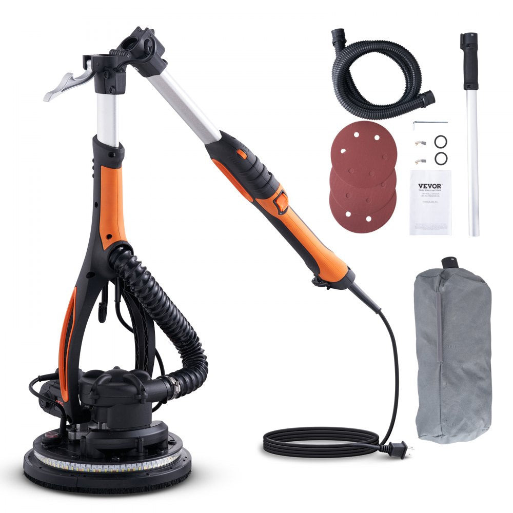 VEVOR Wall Smoother, 900W Drywall Sander, Includes 12 Sanding Pads, Adjustable Speeds from 800-1800 RPM, 3 Vacuum