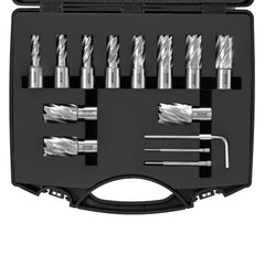 VEVOR Annular Cutter Set, 13 pcs Weldon Shank Mag Drill Bits, 7/16" to 1-1/16" Cutting Diameter, 1" Cutting Depth, M2AL