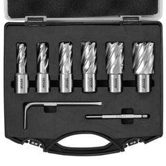 VEVOR Annular Cutter Set, 6 pcs Weldon Shank Mag Drill Bits, 1/2" to 1-1/16" Cutting Diameter, 1" Cutting Depth, M2AL