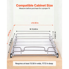 VEVOR Pull Out Cabinet Organizer 12.4"W x 16.54"D Steel Slide Out Drawers, for Kitchen Bathroom Pantry Home