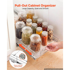 VEVOR Pull Out Cabinet Organizer 12.4"W x 16.54"D Steel Slide Out Drawers, for Kitchen Bathroom Pantry Home