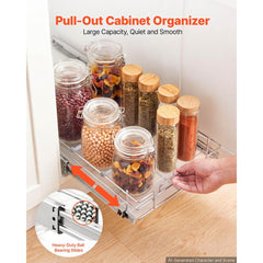VEVOR Pull Out Cabinet Organizer 12.2"W x 20.98"D Steel Slide Out Drawers, for Kitchen Bathroom Pantry Home