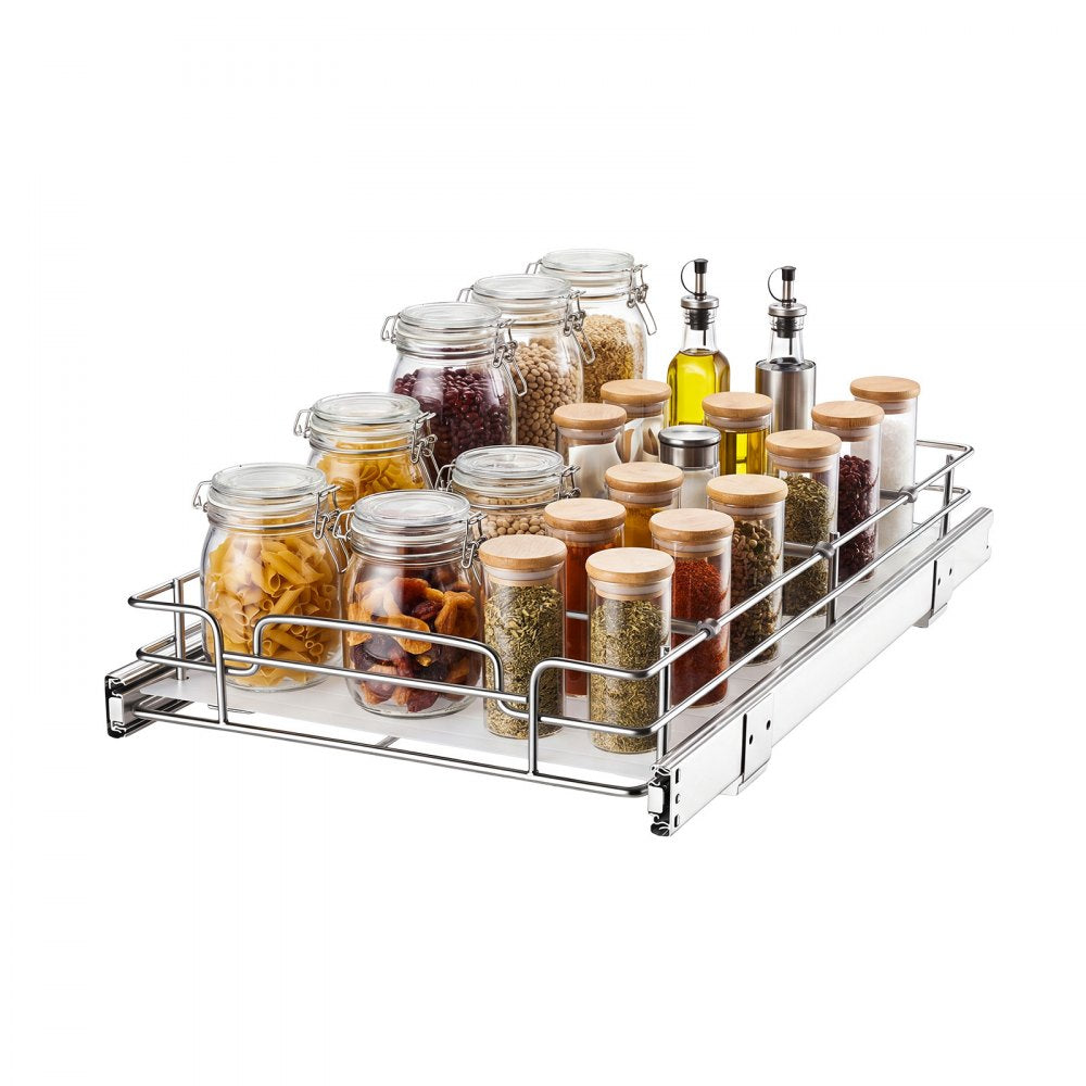 VEVOR Pull Out Cabinet Organizer 12.2"W x 20.98"D Steel Slide Out Drawers, for Kitchen Bathroom Pantry Home