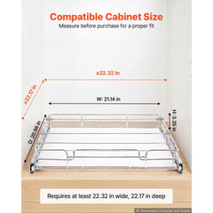 VEVOR Pull Out Cabinet Organizer 21.14"W x 20.98"D Steel Slide Out Drawers, for Kitchen Bathroom Pantry Home