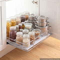 VEVOR Pull Out Cabinet Organizer 21.14"W x 20.98"D Steel Slide Out Drawers, for Kitchen Bathroom Pantry Home