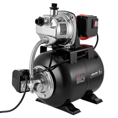 VEVOR 1 HP Shallow Well Pump with Pressure Tank, 120V 1000 GPH, Stainless Steel Irrigation Jet Pump with 5-Gal Tank