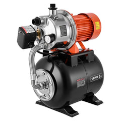 VEVOR 1.6 HP Shallow Well Pump with Pressure Tank, 120V 1320 GPH, Stainless Steel Irrigation Jet Pump with 5-Gal