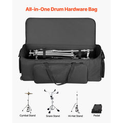 VEVOR Drum Hardware Bag with Wheels, 1680D, Drum Set Equipment Carry Bag, Carrying Case with Sturdy Handle, Durable