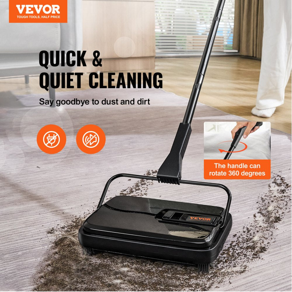 VEVOR Carpet Sweeper, 7.87 in Sweeping Paths, Floor Sweeper Manual Non Electric, 300 ml Dustbin Capacity with Comb for
