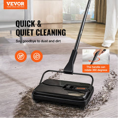 VEVOR Carpet Sweeper, 7.87 in Sweeping Paths, Floor Sweeper Manual Non Electric, 300 ml Dustbin Capacity with Comb for