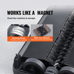 VEVOR Carpet Sweeper, 7.87 in Sweeping Paths, Floor Sweeper Manual Non Electric, 300 ml Dustbin Capacity with Comb for