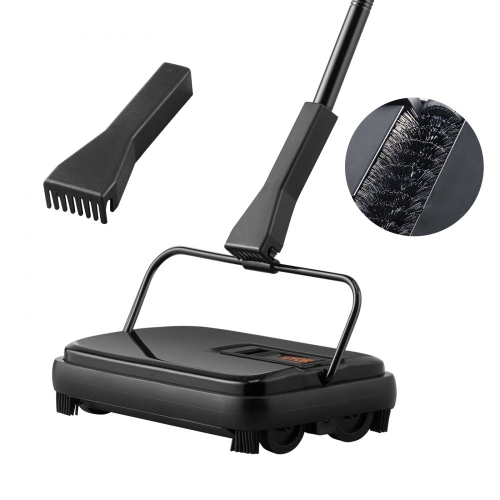 VEVOR Carpet Sweeper, 7.87 in Sweeping Paths, Floor Sweeper Manual Non Electric, 300 ml Dustbin Capacity with Comb for
