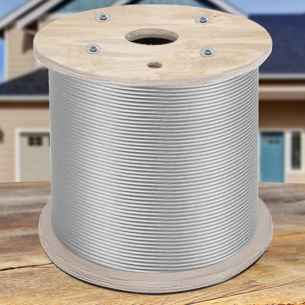 VEVOR 1/4" Stainless Steel Cable 200FT, T304 7x19 Tighter Core Cable Railing System Wire Rope Aircraft Deck Railing Kit