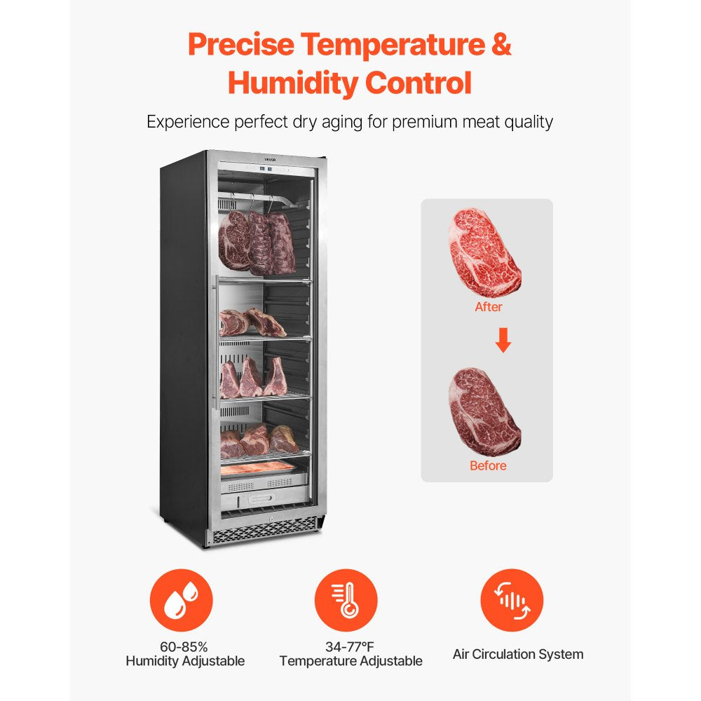 VEVOR 298 LBS Dry Aging Fridge for Steaks, Dry Ager Refrigerator for Meat with Precise Temperature & Humidity Control