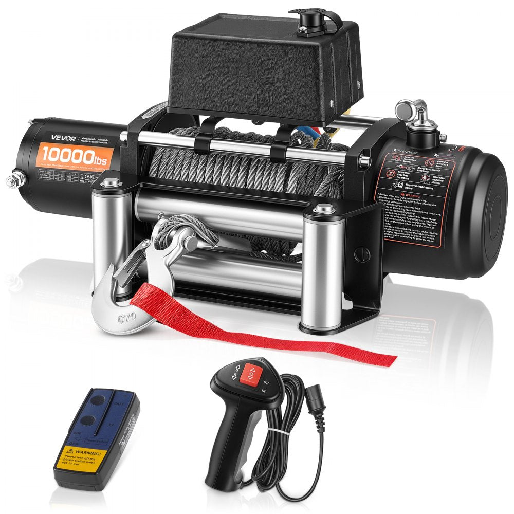 VEVOR Electric Winch, 10000 lbs Load Capacity, 12V DC Truck Winch with Φ21/64 in x 65 ft Steel Rope, Wireless & Wired