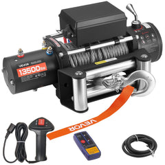 VEVOR Electric Winch, 13500 lbs Load Capacity, 12V DC Truck Winch with Φ3/8 in x 80 ft Steel Rope, Wireless & Wired