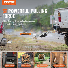 VEVOR Come Along Winch, 5 Ton (11,023 lbs) Pulling Capacity, 11.5 ft Steel Cable, 3 Hooks, Heavy Duty Ratchet Power