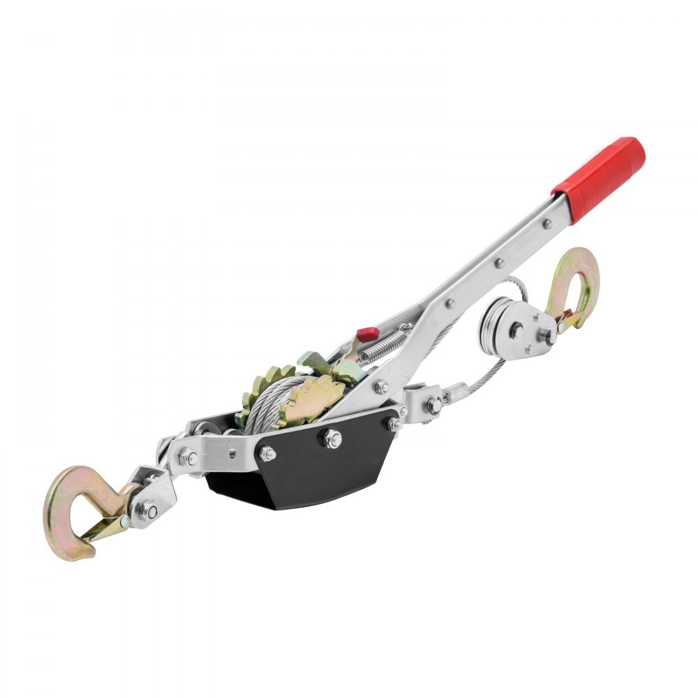 VEVOR Come Along Winch, 2 Ton (4,409 lbs) Pulling Capacity, 12 ft Steel Cable, 2 Hooks, Heavy Duty Ratchet Power Puller