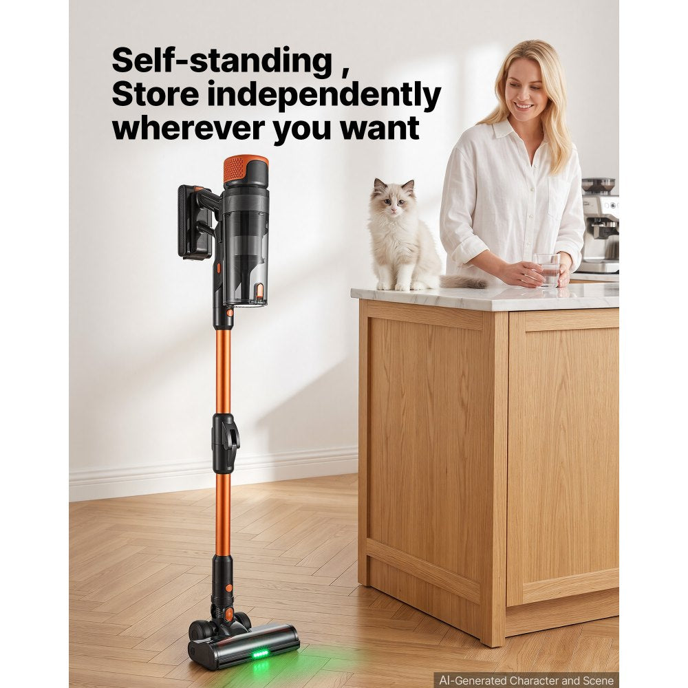 VEVOR Cordless Vacuum Cleaner 600W 50kPA Cordless Stick Vacuum Cleaner, For Home Hard Floor Carpet Pet Hair, 50-Min