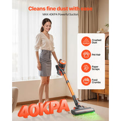 VEVOR Cordless Vacuum Cleaner, 40KPA Max Suction, Rechargeable Anti-Tangle Stick Vacuum with LED Display Screen