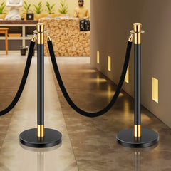 VEVOR Stanchions and Velvet Ropes, 6 Pcs Crowd Control Barriers with 4 Black Velvet Ropes, Stainless Steel Stanchion