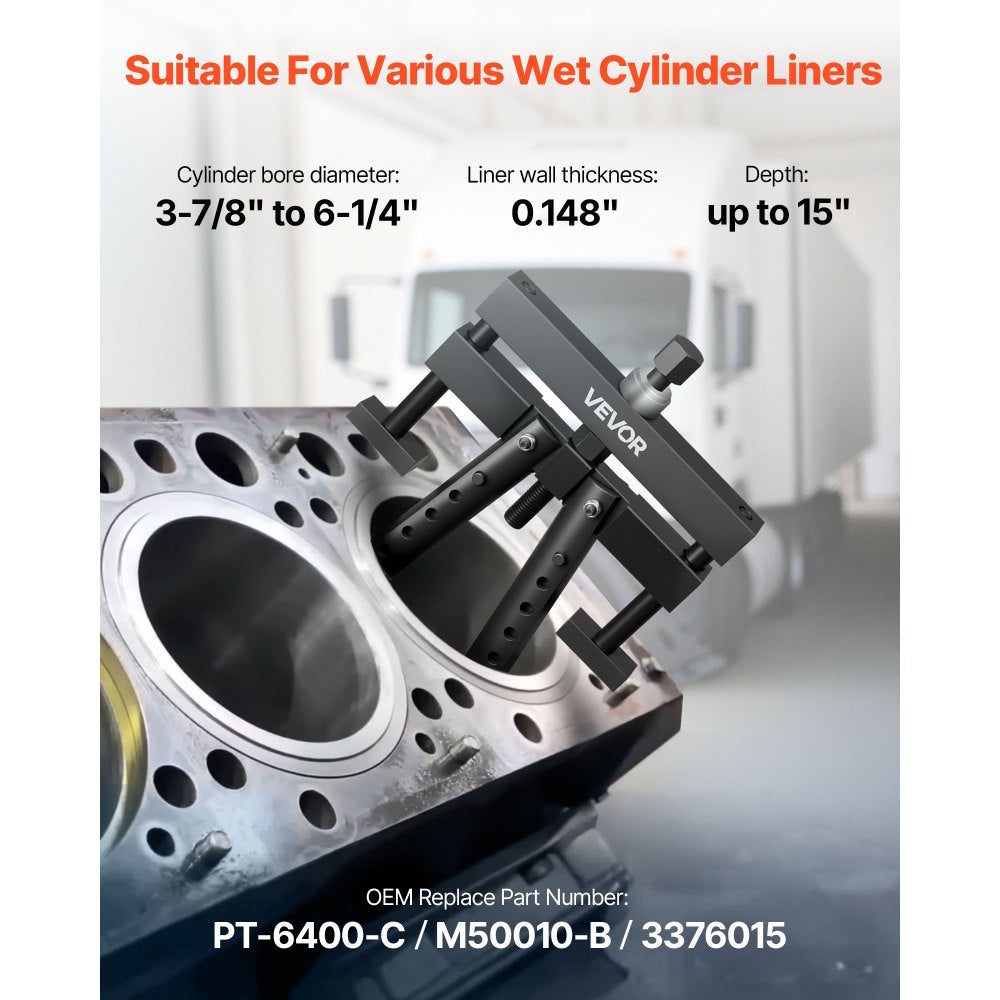 VEVOR Universal Cylinder Liner Puller Assembly, Used for Mack Cummins Cat on Wet Liner from 3-7/8 in to 6-1/4 in Bore