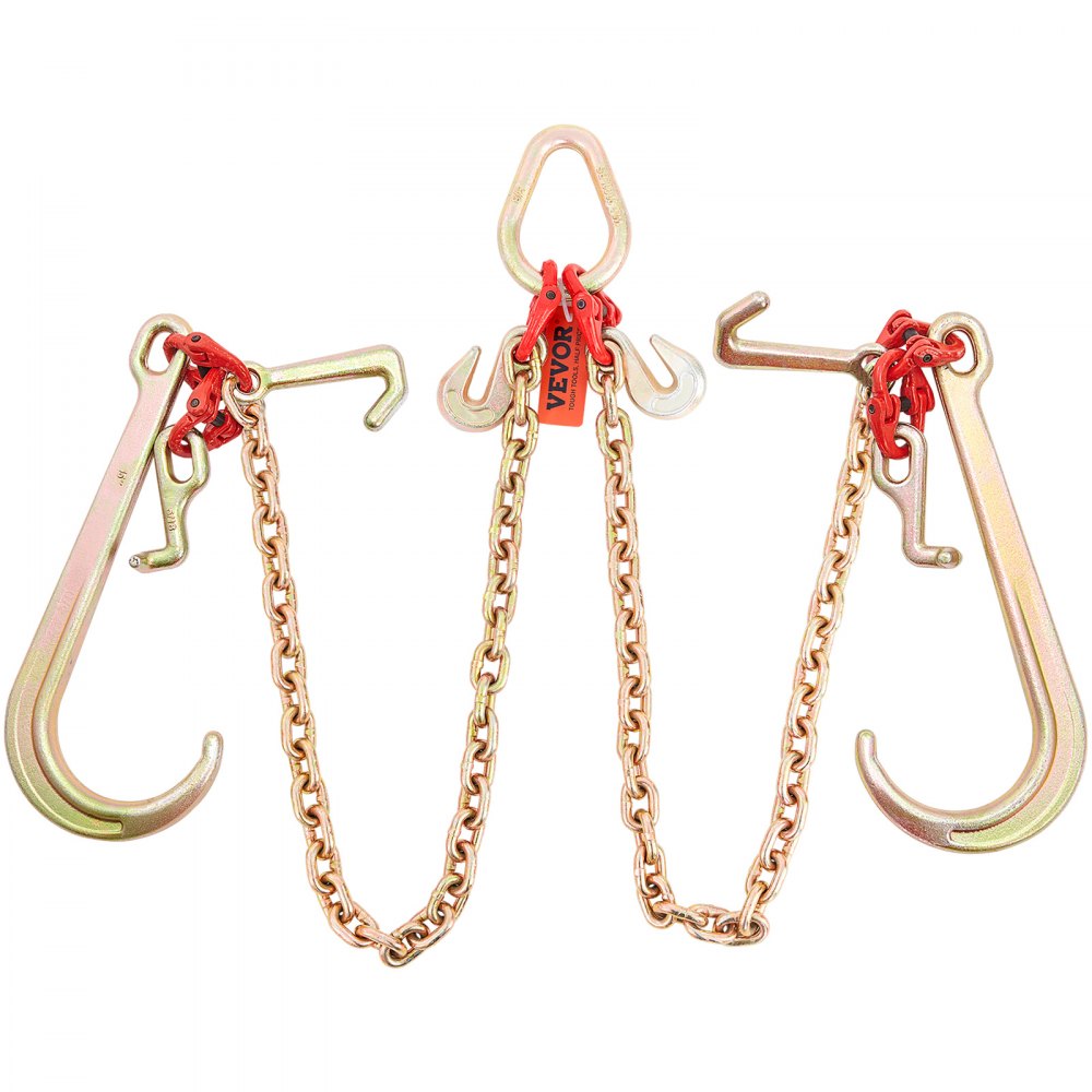 VEVOR V-Chain Bridle, 9620 lbs Working Load Limit, 5/16'' x 3' G80 Tow Chain with RTJ Cluster Hooks, DOT Certified