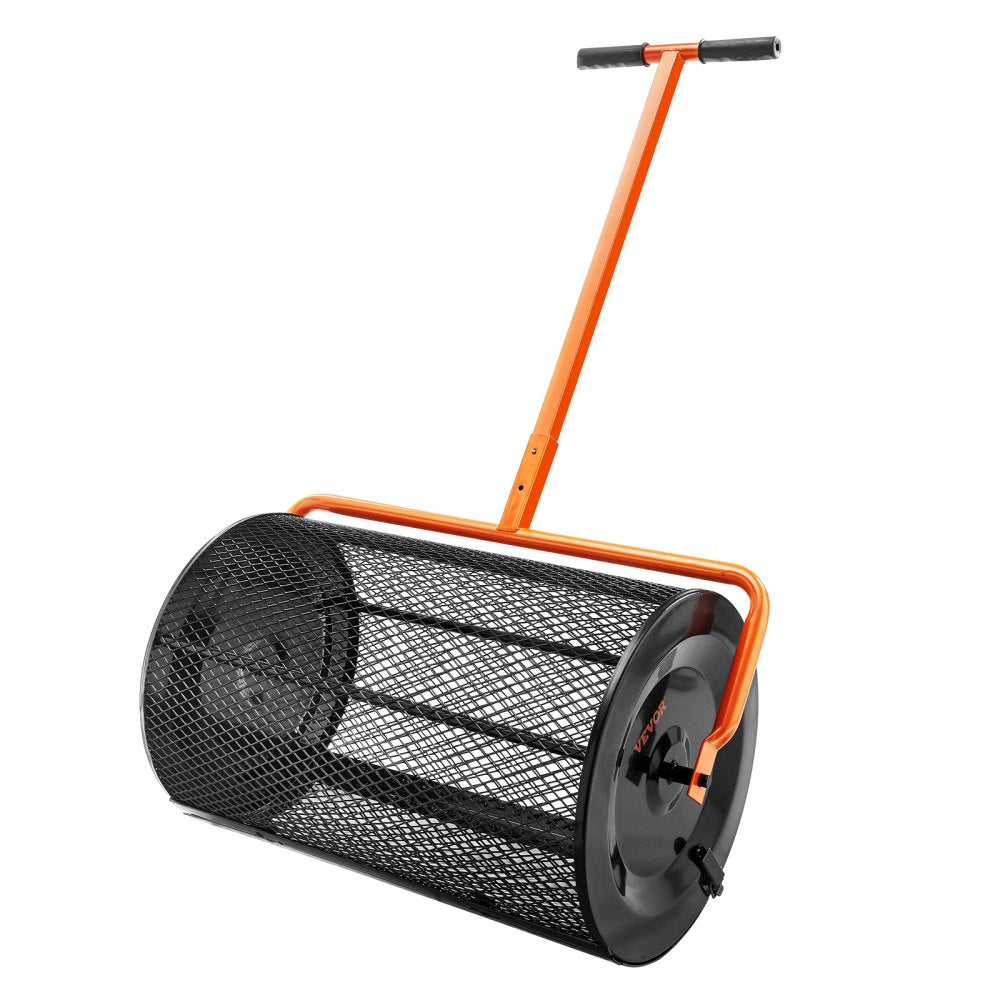 VEVOR Compost Spreader, 24.4-25.6" Height Adjustable Handle, 24" Wide, Lawn and Garden Peat Moss Roller with Side