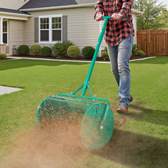 VEVOR Compost Spreader, 24 in Wide Peat Moss Spreader with Push/Tow Handle, 4 Heights Adjustable, Powder-Coated Steel