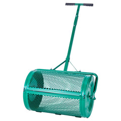VEVOR Compost Spreader, 24 in Wide Peat Moss Spreader with Push/Tow Handle, 4 Heights Adjustable, Powder-Coated Steel