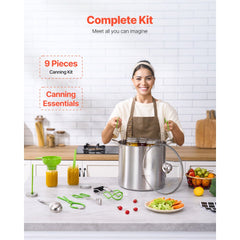 VEVOR Canning Supplies Starter Kit, 9 Pieces Stainless Steel Water Bath Canning Kit for Beginners, Canning Tools Set