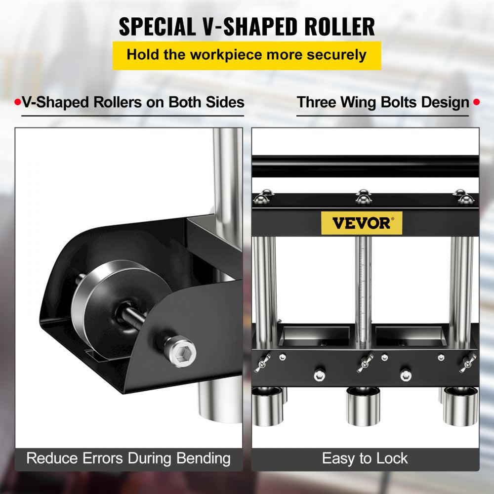 VEVOR Three-Station Edge Roller, Large Radius, 0-90° Bending Angle Sheet Metal Brake, Quickly Adjusts for Making