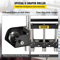 VEVOR Three-Station Edge Roller, Large Radius, 0-90° Bending Angle Sheet Metal Brake, Quickly Adjusts for Making