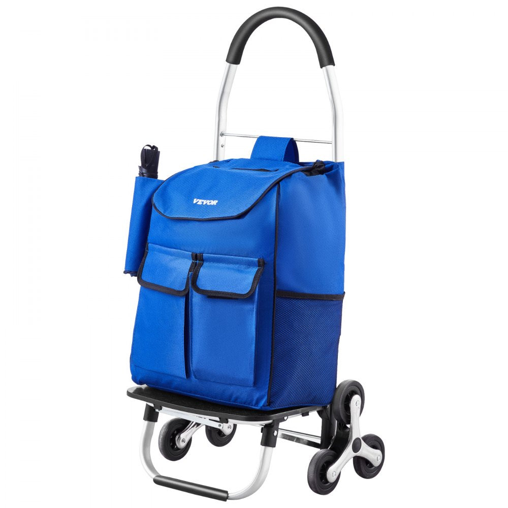 VEVOR Stair Climber Trolley Dolly, 36L Folding Shopping Cart, Grocery Cart Trolley Laundry Stair Climbing Handcart with