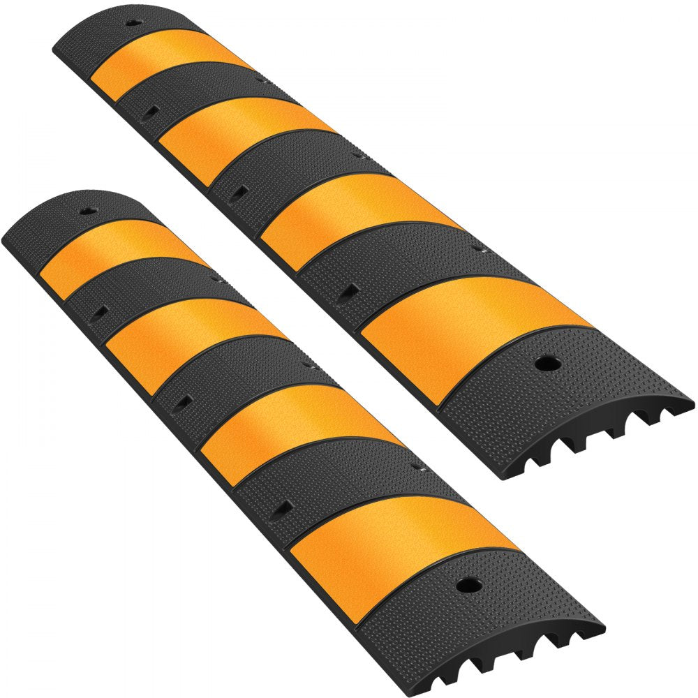 VEVOR 2pcs 6 Feet Rubber Speed Bump Driveway Modular Heavy Duty Speed Bumps 72.4 x 12 x 2.4 Inch Cable Protector Ramp