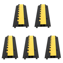 VEVOR 5-Set Rubber Cable Guard, Dual-Channel, Durable 66,000 lbs Capacity, Wire & Hose Protection Speed Bump for