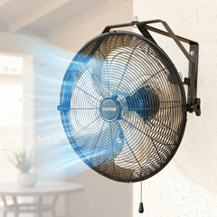 VEVOR Wall Mount Fan, 18 in Wall Mounted Hanging Fan with IP44-rated Protection, 3-Speed, Long Airflow Distance