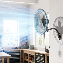 VEVOR Wall Mount Fan, 20 in Wall Mounted Hanging Fan Oscillating, 3-Speed, Long Airflow Distance, Adjustable Rotation
