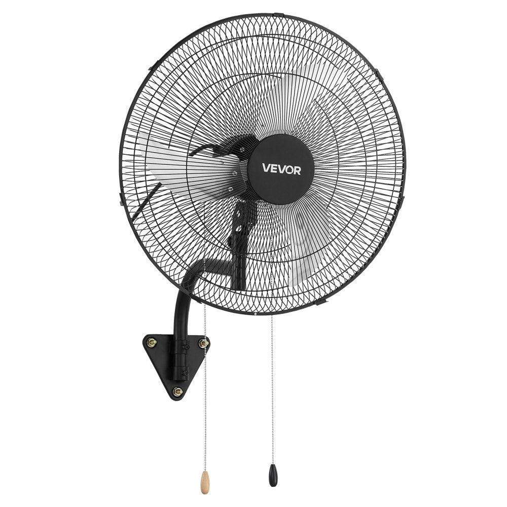 VEVOR Wall Mount Fan, 20 in Wall Mounted Hanging Fan Oscillating, 3-Speed, Long Airflow Distance, Adjustable Rotation