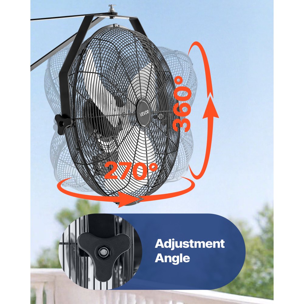 VEVOR 18 Inch Industrial Wall Mount Fan, High Velocity 4000 CFM Indoor Fan with 3 Speeds, Powerful Motor Garage Wall