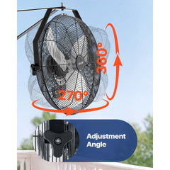 VEVOR 18 Inch Industrial Wall Mount Fan, High Velocity 4000 CFM Indoor Fan with 3 Speeds, Powerful Motor Garage Wall