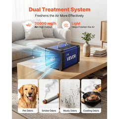 VEVOR Ozone Generator, 30000mg/h Commercial Ozone Machine, with 15s Delayed Start & Dual-Hose Water Mode & LCD