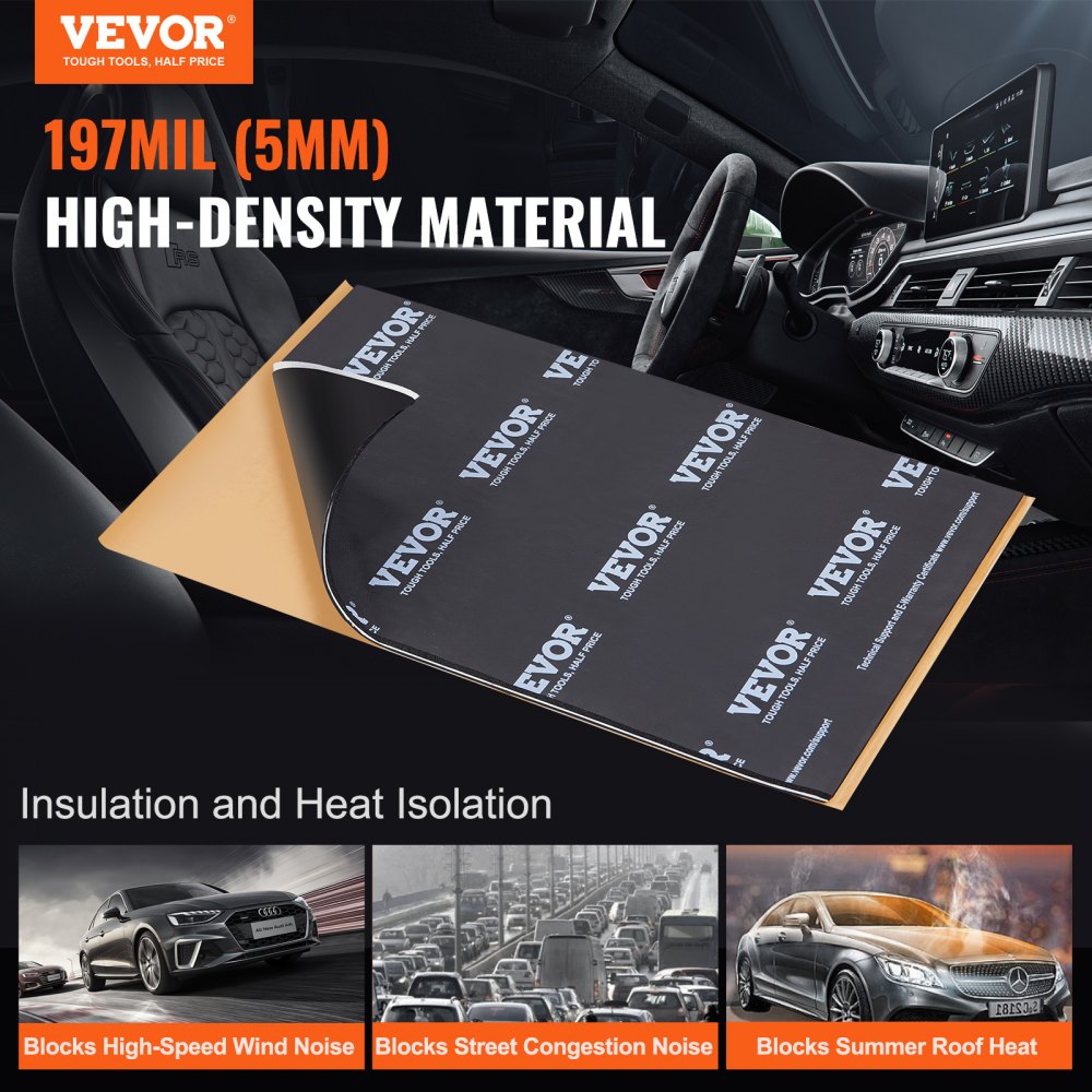 VEVOR Car Sound Deadening Mat, 200 mil 25 sqft Car Sound Dampening Material, Butyl Automotive Sound Deadener, Noise
