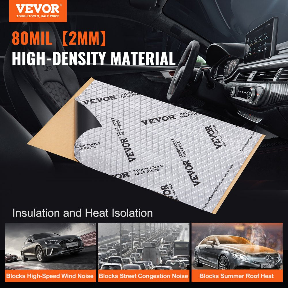 VEVOR Car Sound Deadening Mat, 80 mil 36 sqft Car Sound Dampening Material, Butyl Automotive Sound Deadener, Noise
