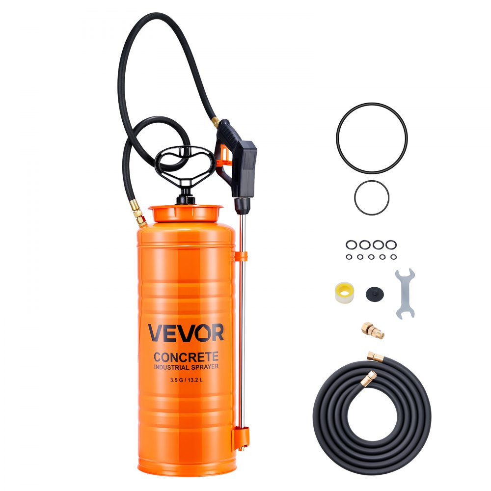 VEVOR Industrial Concrete Sprayer, 3.5 Gallon Stainless Steel Sprayer, Heavy Duty Tri-Poxy Pump Sprayers, 20.5"Wand