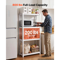 VEVOR Storage Shelves, 4-Tier Garage Shelving with Wheels 30 x 12 x 63 in, for Garage, Basement, Warehouse, Kitchen