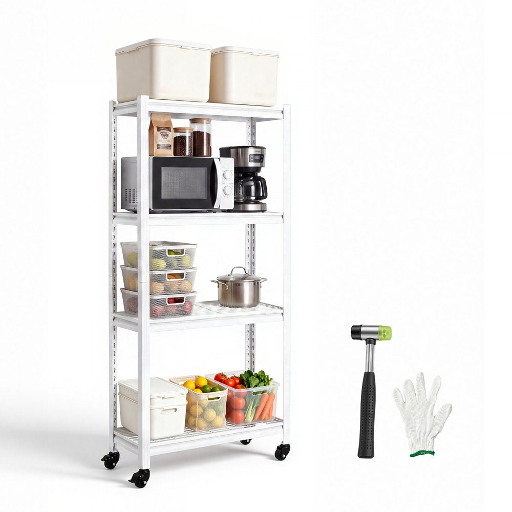 VEVOR Storage Shelves, 4-Tier Garage Shelving with Wheels 30 x 12 x 63 in, for Garage, Basement, Warehouse, Kitchen