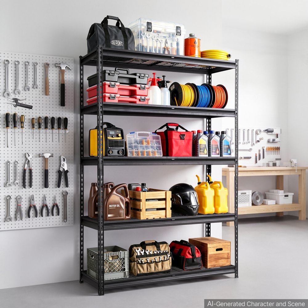 VEVOR Storage Shelves, 5-Tier 2500 lbs Garage Shelving 48 x 18 x 71.4 in, for Garage, Basement, Warehouse, Kitchen