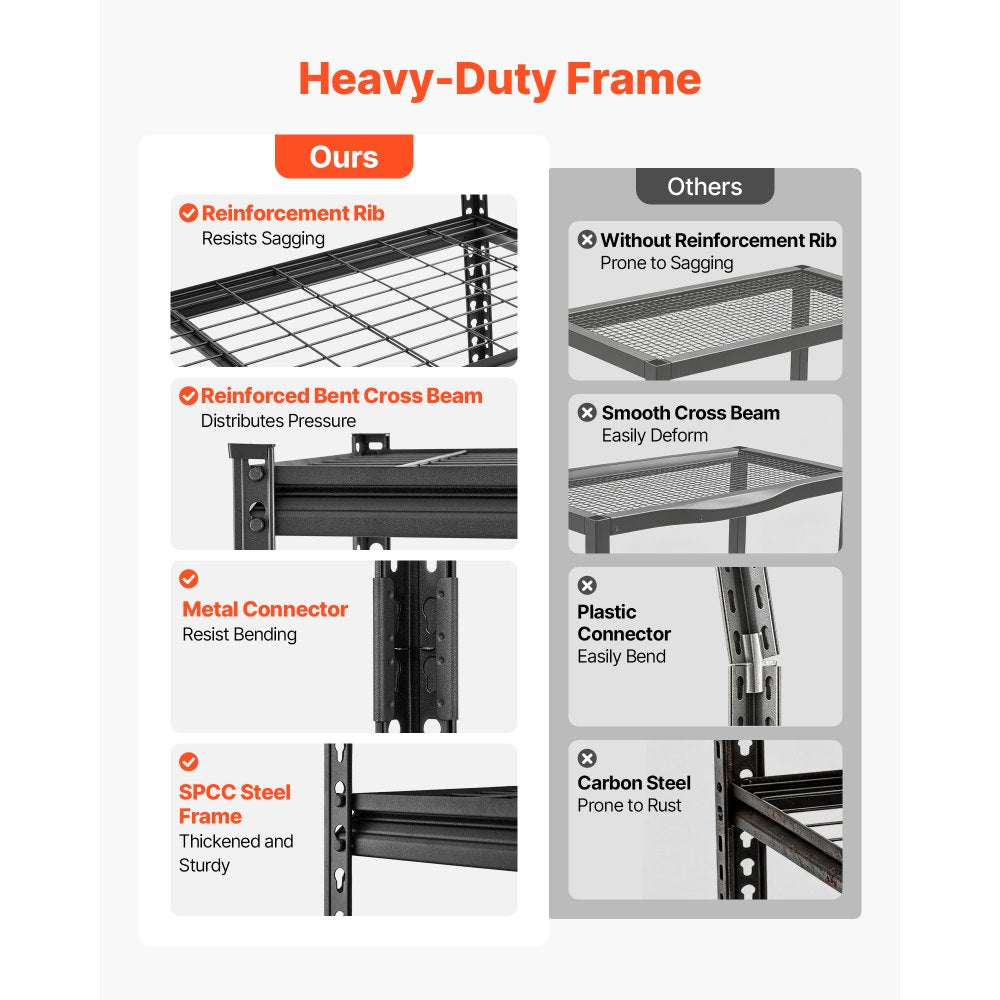 VEVOR Storage Shelves, 5-Tier 3000 lbs Garage Shelving 48 x 20 x 71.4 in, for Garage, Basement, Warehouse, Kitchen