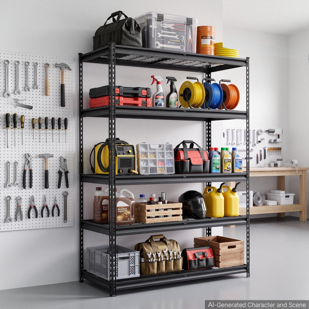 VEVOR Storage Shelves, 5-Tier 3000 lbs Garage Shelving 48 x 20 x 71.4 in, for Garage, Basement, Warehouse, Kitchen